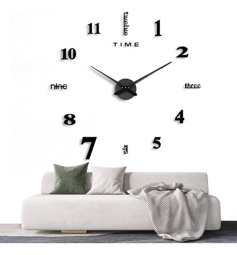 Reloj De Pared Digital Con Diseño 3d Moderno Negro Cuarzo