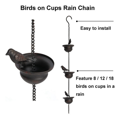 Cadenas De Lluvia Para Canaletas Móviles Para Pájaros, Tazas