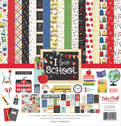 Park Paper Company I Love School Collection Kit Papel 12 X