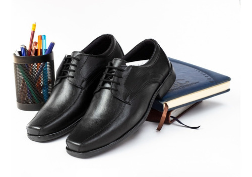 Zapato Escolar Hecho En Cuero Negro Marca Zajos Para Jóvenes