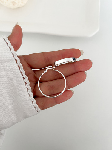 Aros Argollas Tipo Cinta Anchas Clasicas 3,3 Cm Acero Blanco