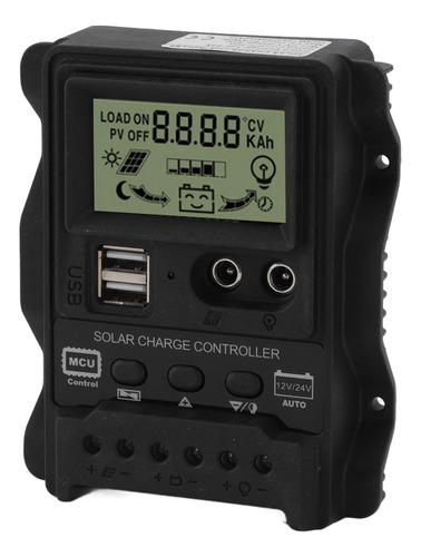 Controlador Solar K1688 Pwm Dual Dc Con Panel De Carcasa Neg