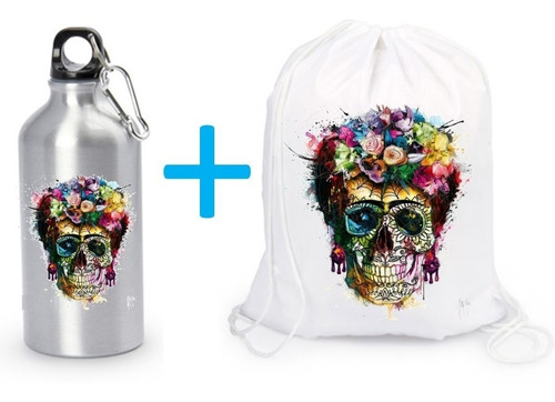 Catrina Calavera Combo Tula Deportiva Y Termo Botilito   