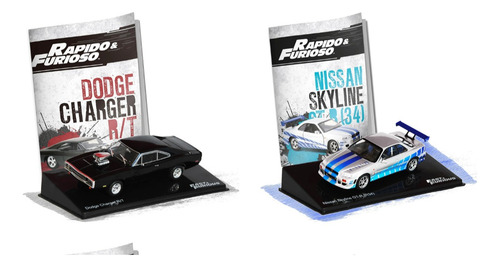 Colección Rápido Y Furioso 1 Y 2 Dodge Charger Y Nissan 1/43 Negro Y Gris