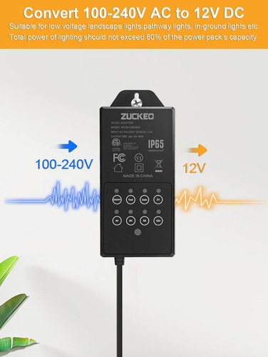 Zuckeo Transformador Voltaje De 110-220v. A 12v Exteriores