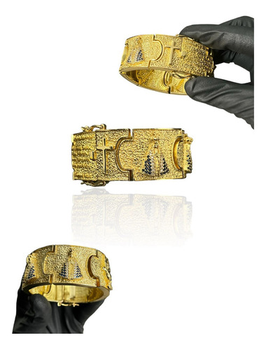 Bracelete Personalizado 30mm Nossa Senhora Banhado Ouro 18k 