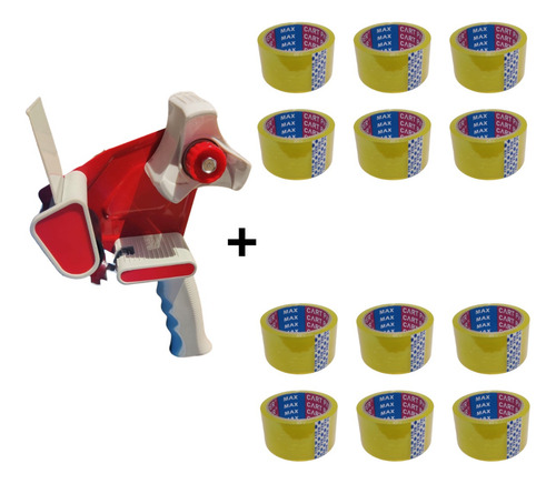 Imagen 1 de 4 de Dispensador Cinta De Embalaje + 12 Cintas / Cart Paper