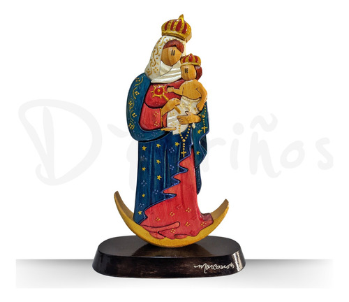 Virgen De La Chinita En Madera De Pino