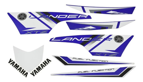 Kit Adesivo Jogo Faixas Moto Yamaha Lander 2014 Azul