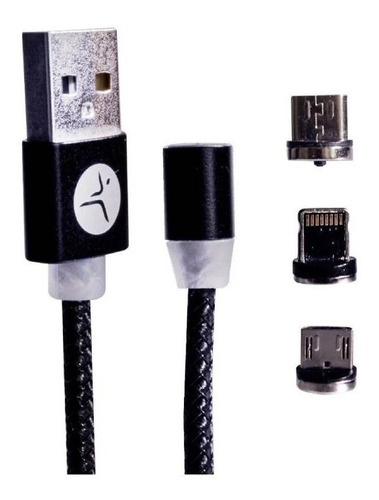 Cable Techzone Usb Cargador 3 Puntas Magnéticas Luz Led