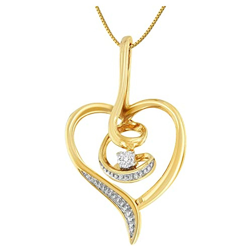 Collar Corazón Abierto Con Diamantes, Oro 10k