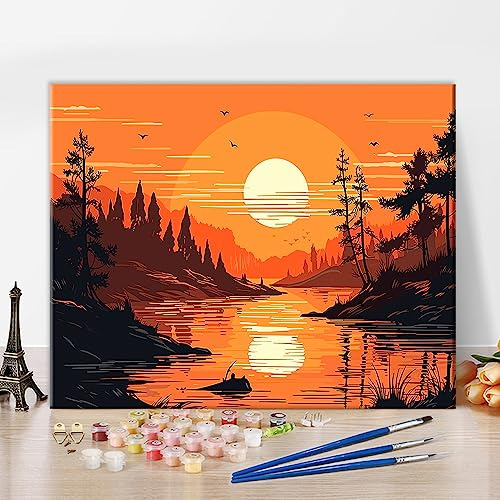 Pintura Por Números De Paisaje - Bosque Al Atardecer