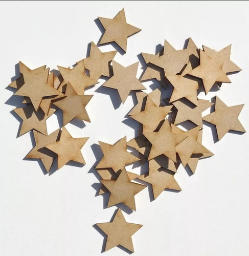 100 Estrellas 3cm  Fibrofacil 3cm Mdf Souvenirs 