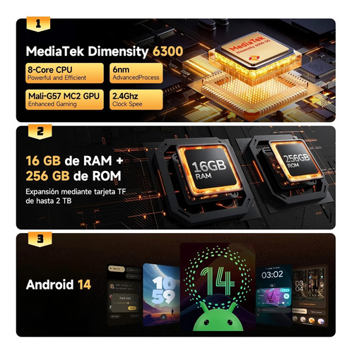 Celular Ulefone Armor X32 Pro 5g Dual Sim Rugged Phone 256gb Rom 8+8gb Ram 5.65 Smartphone Android 14 25mp Cámara De Visión Nocturna