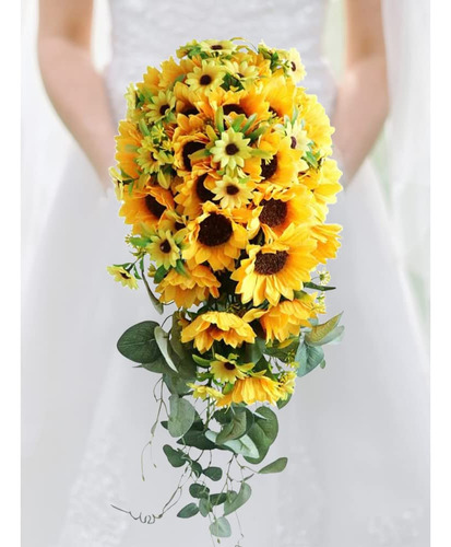 Ramo Boda Flor Artificial Girasol Para Novia Dama Honor Agua