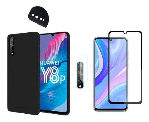 Funda Silicona + Vidrio Completo + Cam Para Huawei Y8p