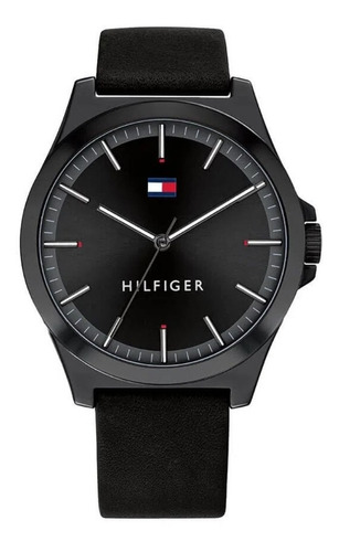 Reloj Tommy Hilfiger Todo Negro Con Malla De Cuero 1791715