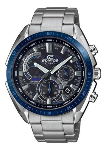 Reloj Casio Edifice , Efr-570db-1bv, Acero Cronometro W. R. Color de la correa Plateado Color del fondo Azul