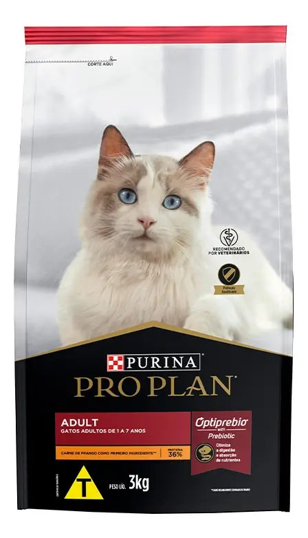 Ração Purina Pro Plan Gatos Adultos Frango 3kg