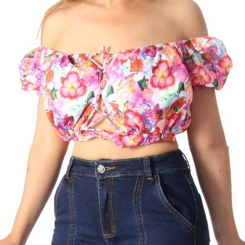 Blusa Crop Top Popelina Sublimada By Zoly Mod:07-crop-top-02