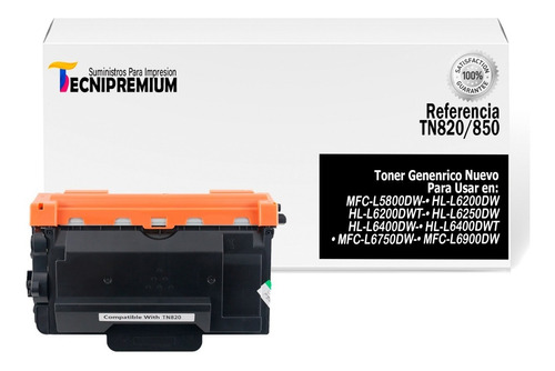 Toner Generico Tn820 Para Brothe Mfc-l6750dw, Mfc-l5900dw