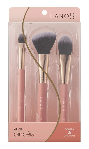 Imagen 2 de 3 de Pinceles Brochas De Maquillaje 3pzas Lanossi | Xenex |
