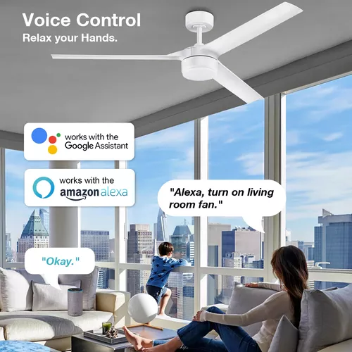 Ventilador de techo WiFi de perfil bajo con luz, ventilador de techo  inteligente compatible con Alexa y Google Assistant blanco, sin aspas, 3  colores