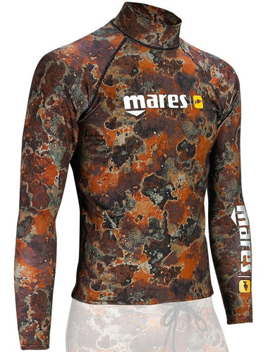 Playera Mares Lycra Cafe Camuflajeada Pesca Snorkel Buceo S