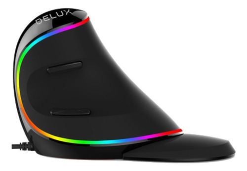 Mouse Vertical Delux Ergonomic Series M618plus Rgb Black