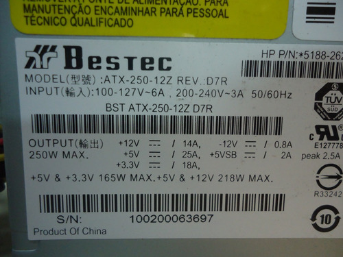 Fonte Bestec Atx-250-12z 250w