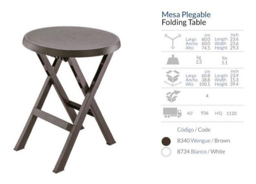 Imagen 3 de 4 de Set De Mesa Plegable Y 2 Sillas