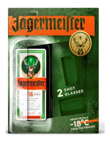 Imagen 1 de 9 de Pack Licor Jagermeister 700ml + 2 Vasos Shot Oficiales.