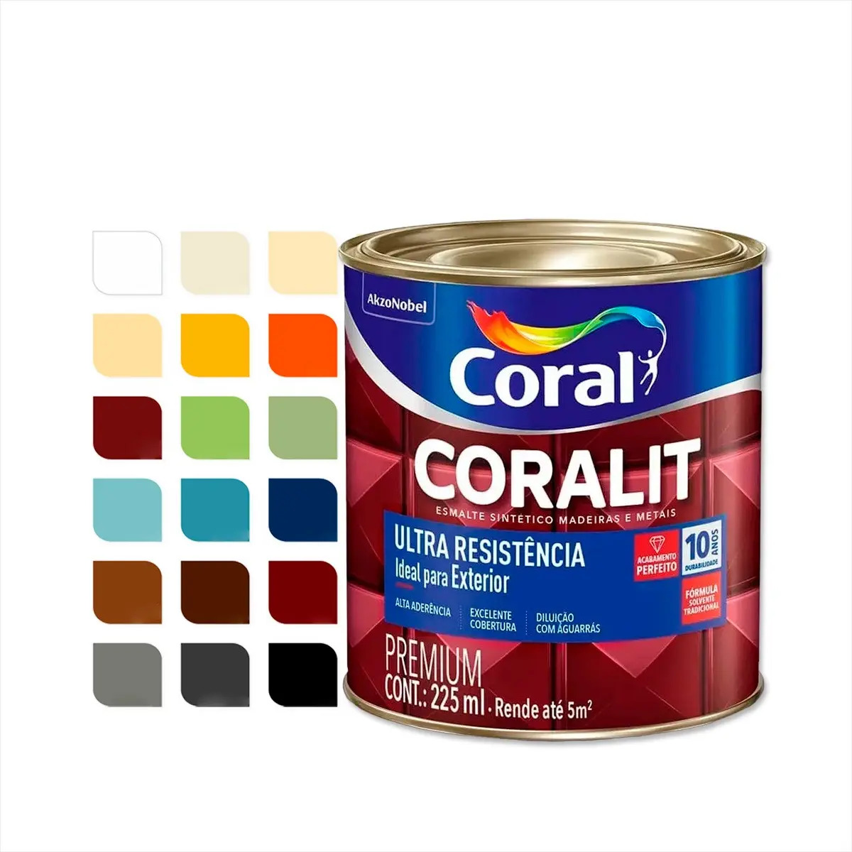 Tinta Esmalte Coralit Madeira E Metais Ultra Resistivo 225ml Cor Branco