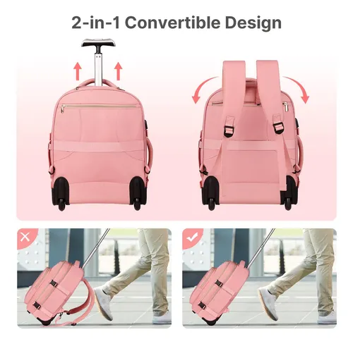 Devpnr Mochila Con Ruedas Para Mujer, Mochila De Viaje Para