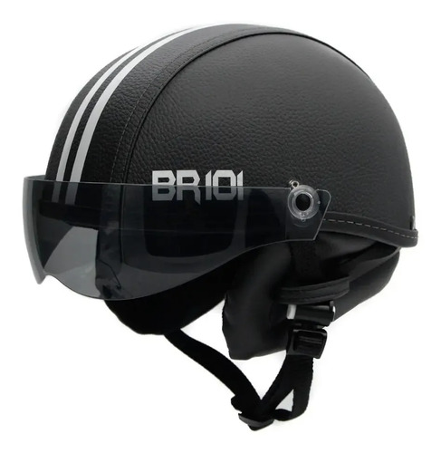 Capacete Coquinho Preto Vision Scooter Eletrica Bike Cor Fumê Tamanho M 57-58cm