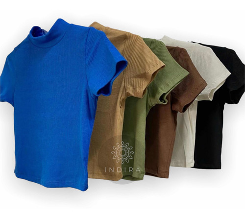 Imagen 3 de 3 de Remeras Mujer Media Polera Manga Corta Crop Top Liso