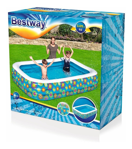 Alberca Inflable Rectangular Bestway 54121 Azul 1,161l Azul