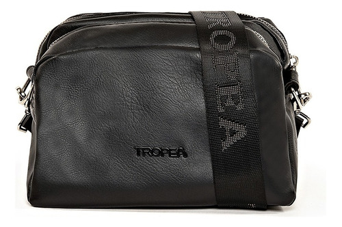 Bolsa transversal Tropea Nellie design liso  preta com alça de ombro preta