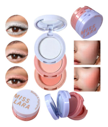 Mini Kit Trio Blush Iluminador Multiuso Miss Lara Tono 04