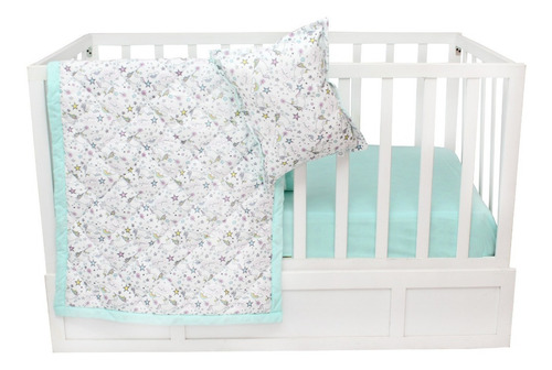 Edredon Cuna Con Cesto 70x130 Cm Cary Basics 4 Piezas Color Celeste