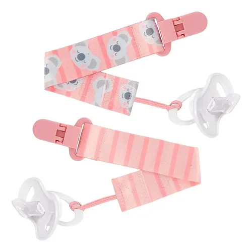 Kit 2 Prendedores De  Chupeta Buba Coala  Rosa 14496