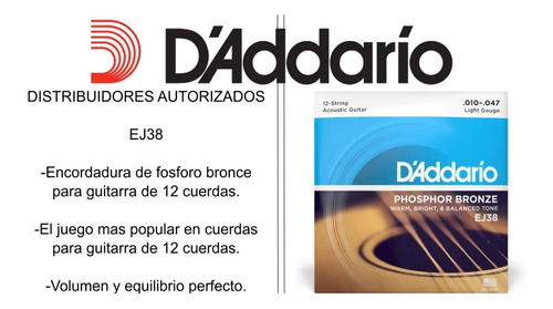 Juego De Cuerdas Para Guitarra Daddario Ej38