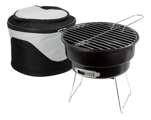 Mini Asador Parrilla Grill Carbon Hielera Portatil Acampar Color Negro