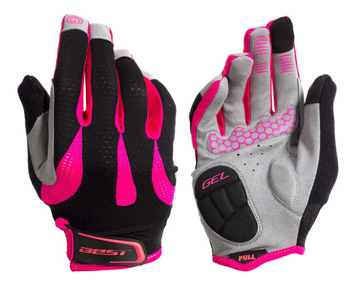 Guantes Mtb Bicicleta Mujer Negro/fucsia Talla M Touch Best