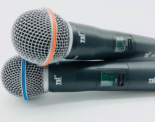 Microfone S/ Fio Tsi Ud-2200 Uhf Duplo - 2 Bastões - N Fe