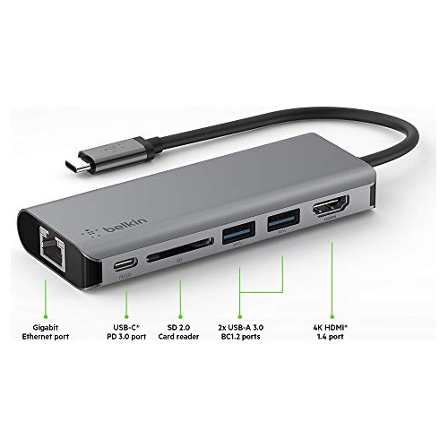 Hub Usb C De Belkin, Adaptador Multipuerto 6 En 1 Con Hdmi 4
