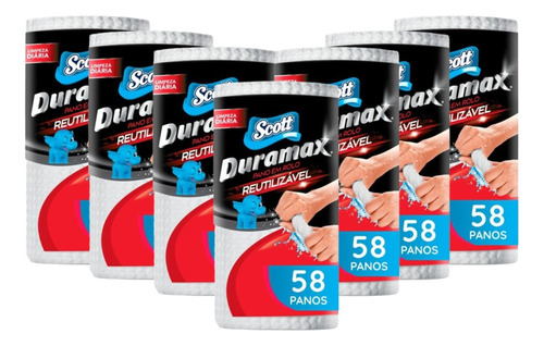 Kit 7 Papel Scott Pano Em Rolo Reutilizável Tecido Limpeza Cor Branco