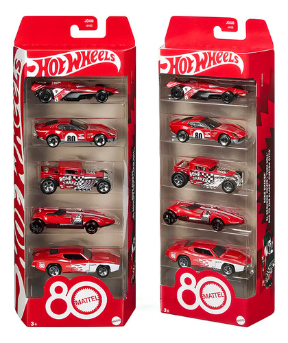 Hot Wheels Die-cast 80 Th Mattel Pack C/05 Carrinhos