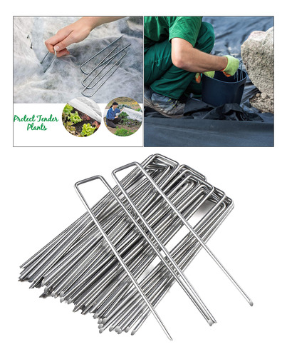50 Paquetes De Estacas De Jardín De Acero Galvanizado Plata
