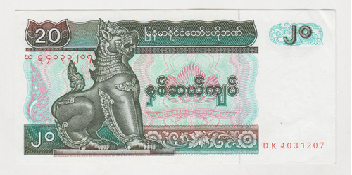 Billete Myanmar 20 Kyats 1994 (c85)